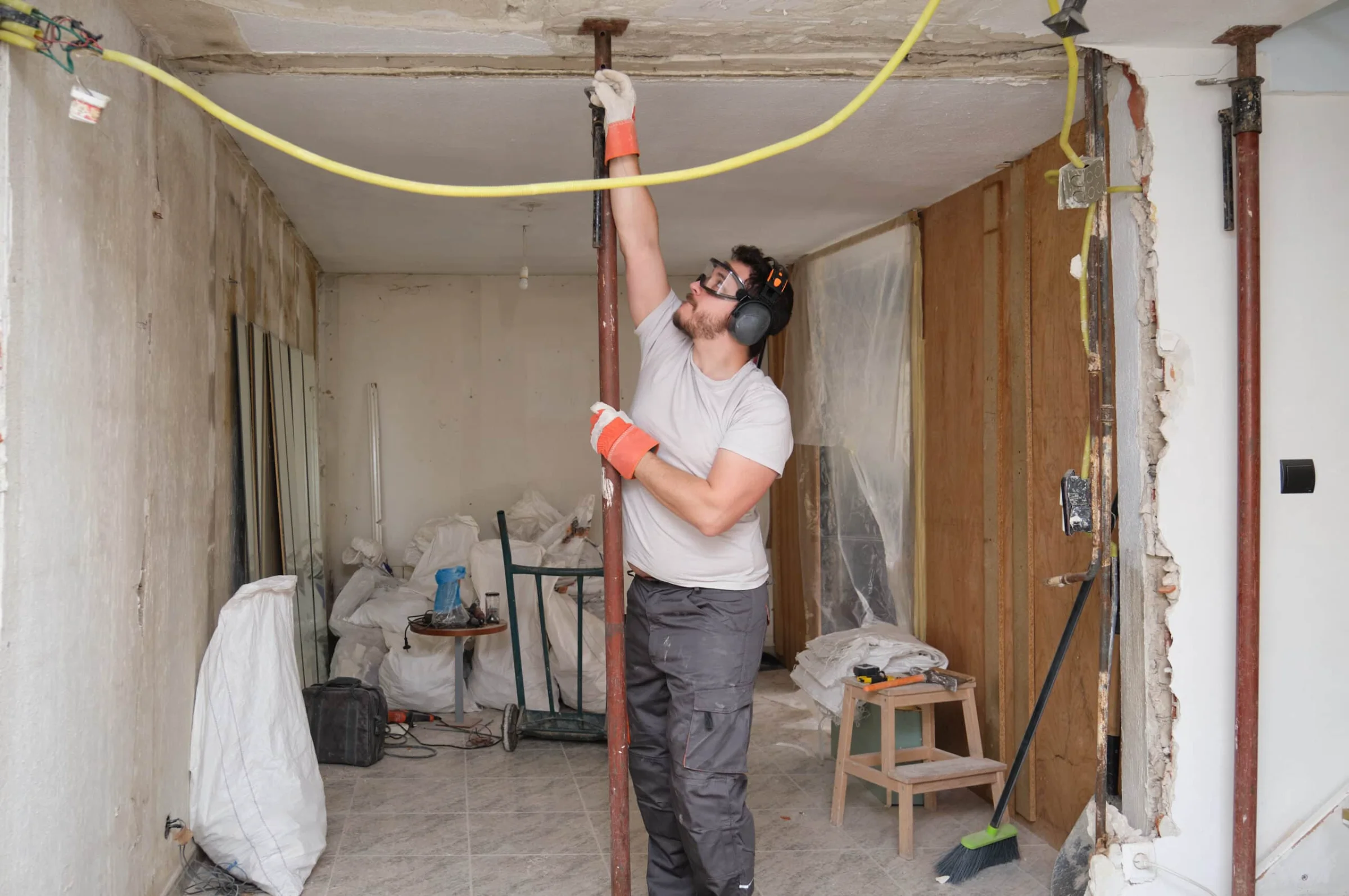 Contractor renovating a residential property